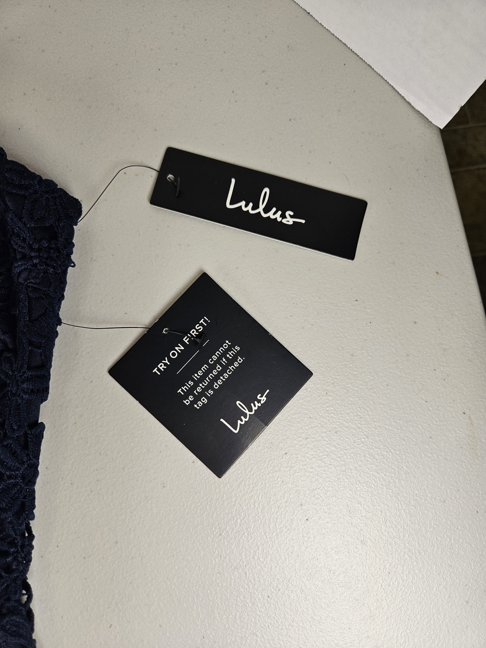 NWT Lulu's Love Poem Dress Women’s XS Lace Mini Crochet Floral Navy Blue - Picture 2 of 10